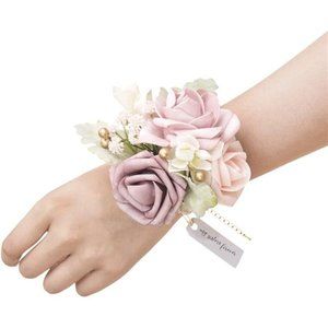 Artificial Flowers Bridesmaid Wrist Corsage Bracelet, Corsage Ribbon Prom